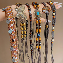 波西米亚风串珠编织腰带女2025新款感腰链装饰配裙子收腰腰绳