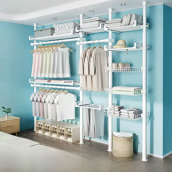 Floor-To-Ceiling Clothes Hanger Bedroom Combination Simple Wardrobe Home Storage Drying Rack Open Floor-To-Ceiling Cloakroom