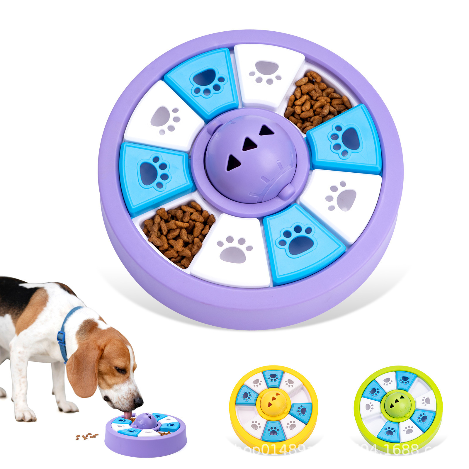 New pet puzzle slow food plate with bell and anti-slip mat to slow…