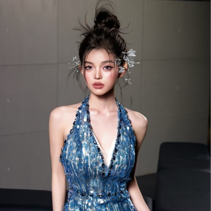 爆款新娘发饰超仙梦幻白色蝴蝶跟妆测边夹晨袍礼服高级套装新发饰|undefined