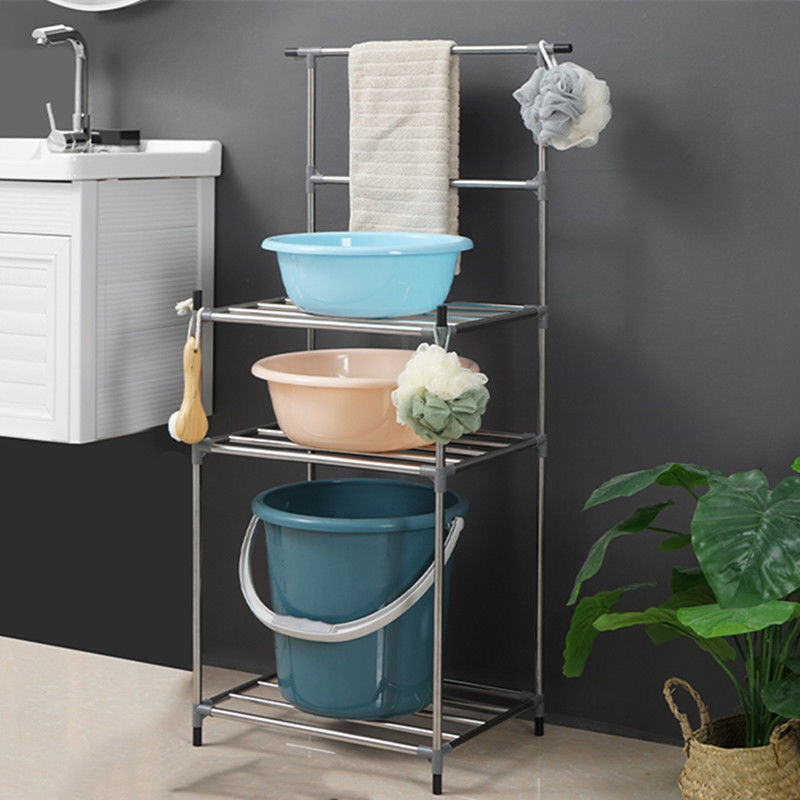 Stainless Steel Washbasin Rack Bathroom Kitchen Toilet Storage Rack Floor-Standing Storage Rack Multi-Layer Washbasin Rack Multi-Purpose Stainless Steel Washbasin Rack Bathroom Kitchen Toilet Storage Rack Floor-Standing Storage Rack Multi-Layer Washbasin Rack Multi-Purpose