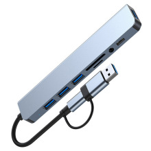 一拖八/TYPe-C/USB HUB集线器8口拓展坞分线器多功能电脑读卡器