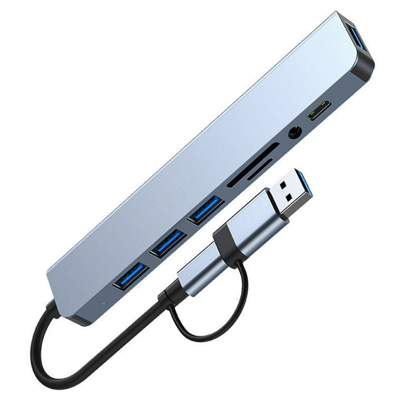 Разъем USB-C/USB HUB 8 портов, расширение док-станция разветвитель многофункциональная карта чтения
