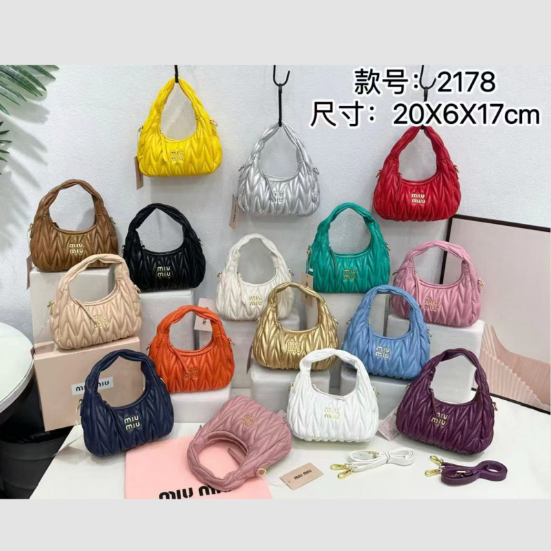 New Miu Pleated Dumpling Bag Cloud Bag Stylish Versatile Handbag Underarm Bag Crescent Shoulder Crossbody Women's Bag