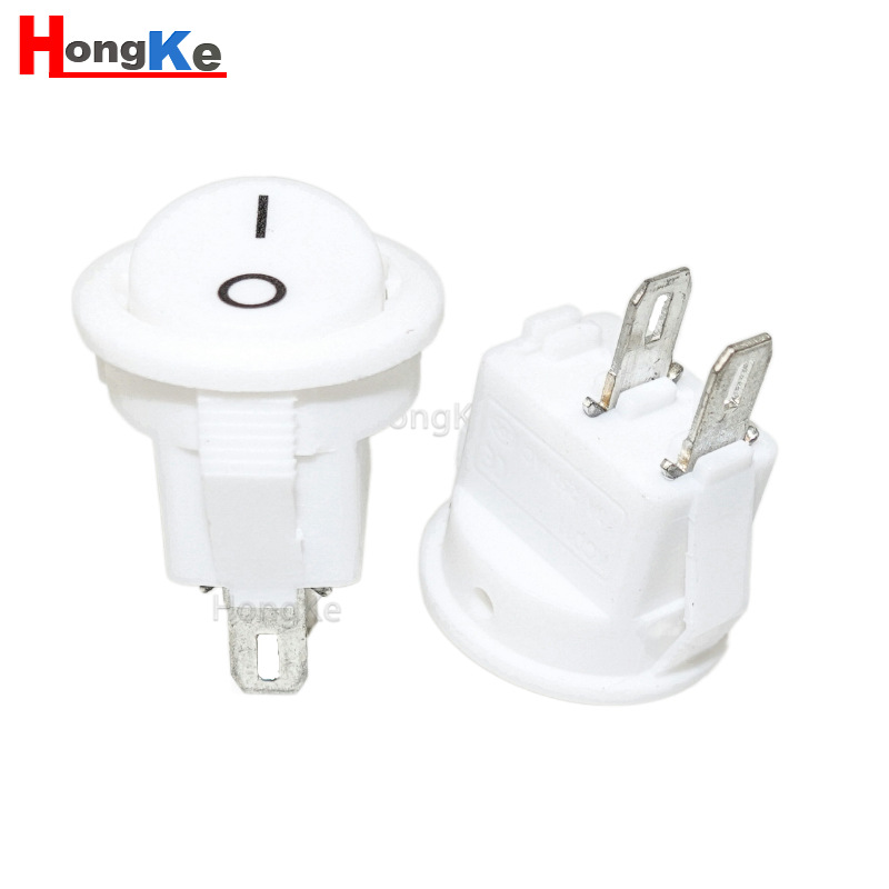 上圆下方船型开关 16.5mm圆形船型开关 两脚圆形小船型开关白色