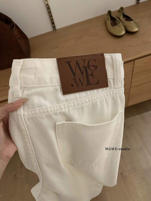 WGWE6676#韩版高腰宽松显瘦百搭阔腿拖地裤牛仔裤女夏季白色长裤|undefined