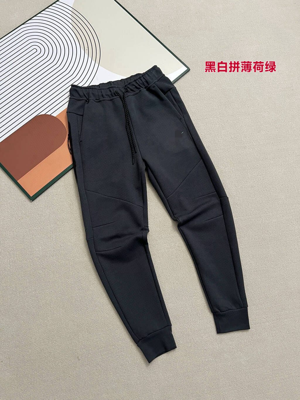 Pants. black and white with mint green / S