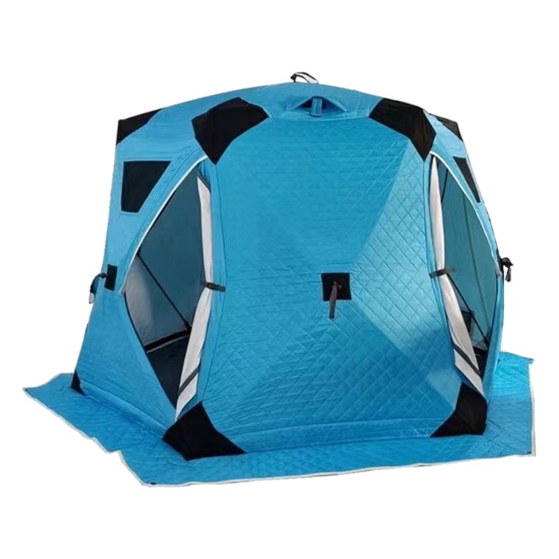 Pesca de invierno Tienda de pesca portátil de algodón ligero espesado a prueba de frío hexagonal octogonal hielo campamento tienda caliente