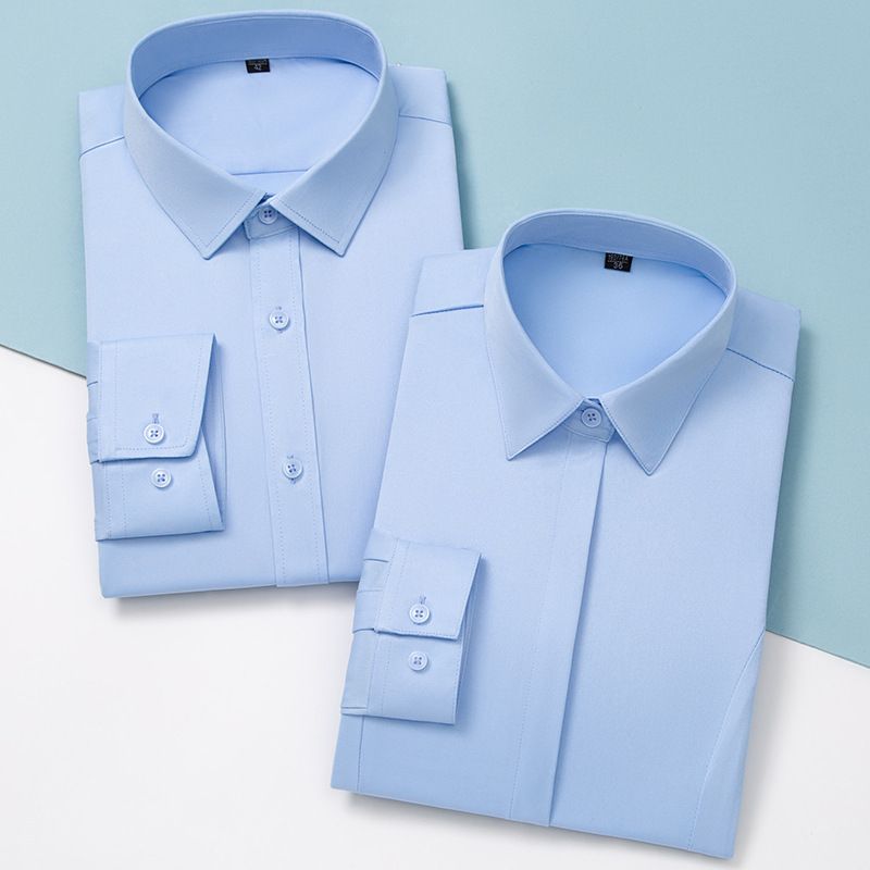 New long-sleeved shirt men's light blue slim stretch shirt business casual men's summer men's shirt