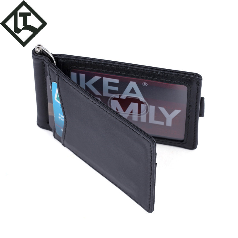 真皮男士钱包 跨境短款亚马逊美金夹 头层牛皮rfid銭包皮革wallet