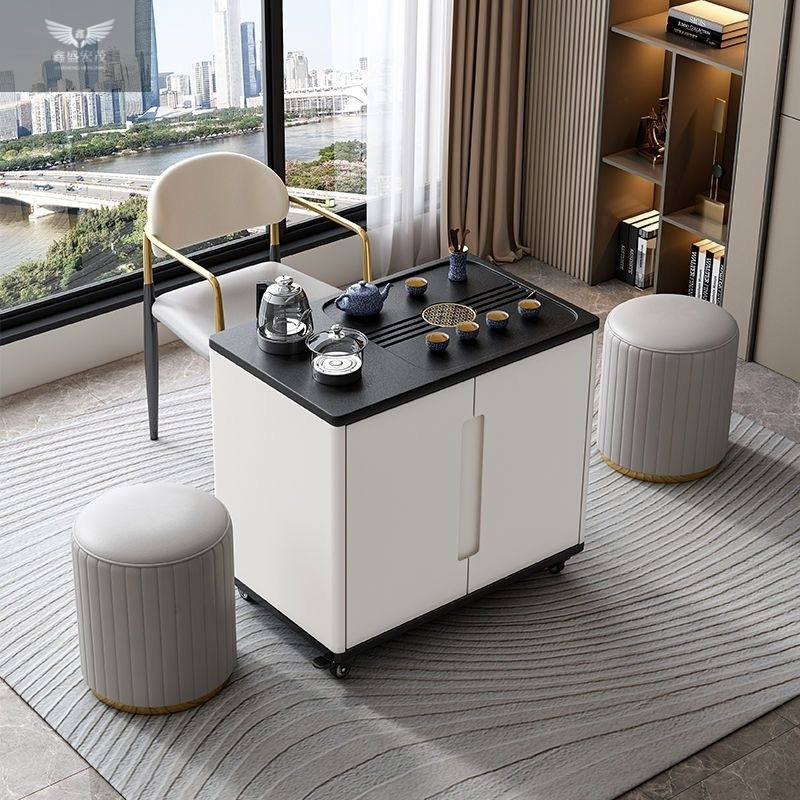 Sofá de sala de estar mesa de té lujoso luz balcón mesa de té móvil pequeño té doméstico pequeño carro de té mesa de té