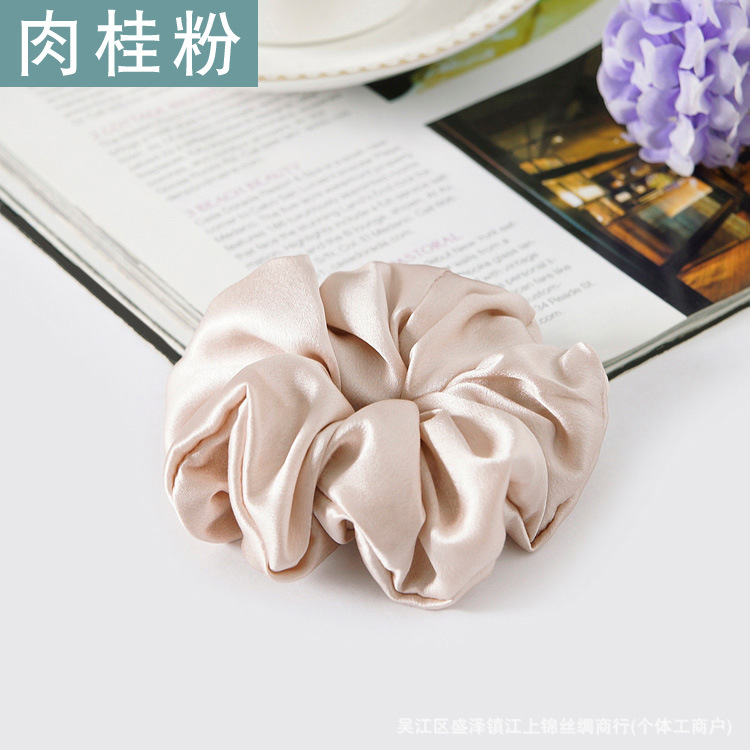 19 M 3,5 CM banda de pelo de seda banda de goma gruesa alta elástica Cola de Caballo updo cuerda de pelo accesorios para el cabello hembra Flor de seda de morera tocado