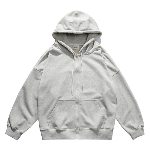 600g American Heavyweight Fox Fleece Open-Front Cardigan Jacket for Men, Autumn/Winter Thicken and Add Warmth, Solid Color Loose Men's Zip-Up Hoodie
