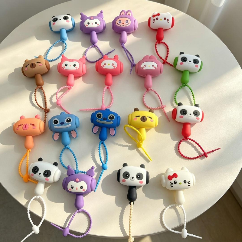 Popular stress-relief hammer keychain, squeaky panda hammer pendant, Sanrio series silicone sound-making hammer Popular stress-relief hammer keychain, squeaky panda hammer pendant, Sanrio series silicone sound-making hammer