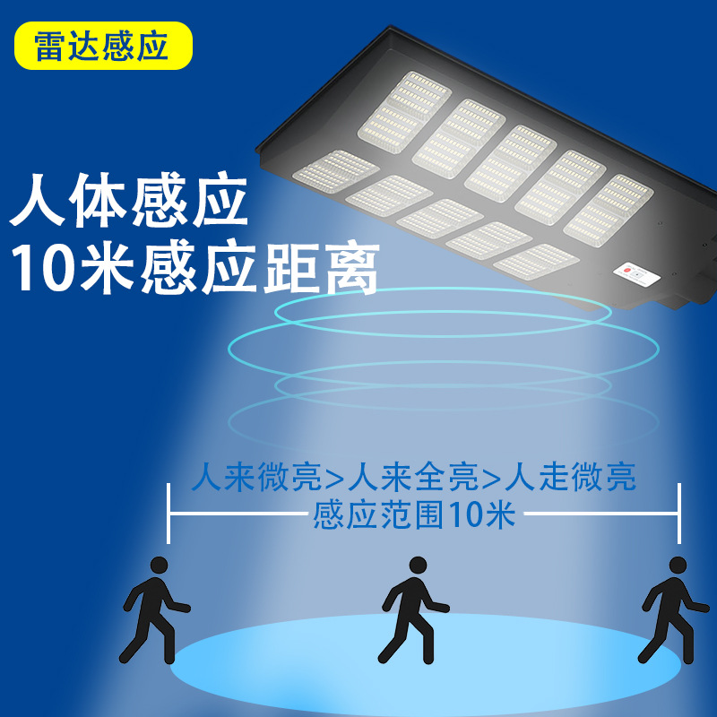 Luces solares para zonas rurales nuevas, farolas solares integradas de alta potencia para uso doméstico, sensor LED inteligente