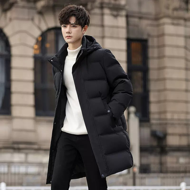 2024羽绒服男中长款加厚加大修身时尚爸爸装中年爷爷羽绒服外套