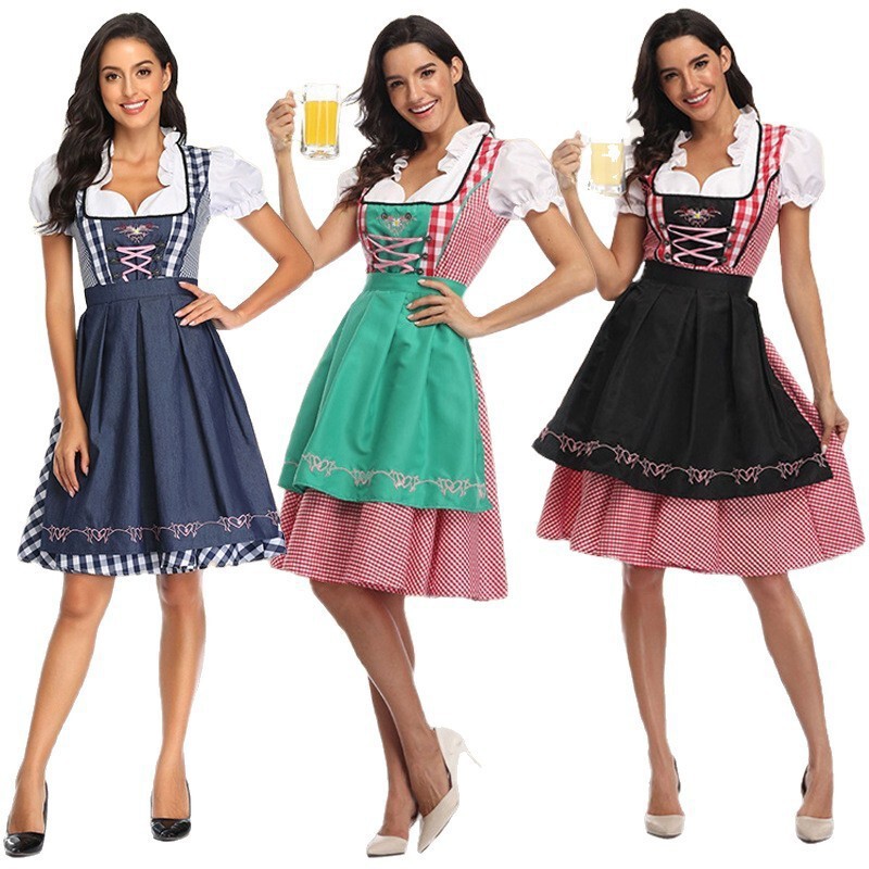Amazon Cross-Border Popular Beer Suit Plaid Dress German Oktoberfest Restaurant Work Dress Large Size Amazon Cross-Border Popular Beer Suit Plaid Dress German Oktoberfest Restaurant Work Dress Large Size