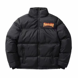 European and American fashion brand flame embroidery loose cashew flower double-sided couple cotton-padded coat Wang Yibo same style thickened cotton-padded coat
