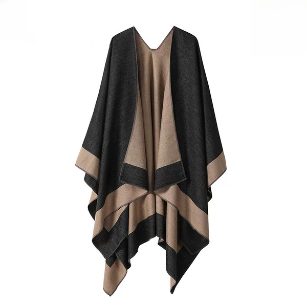 European and American Plain Double-sided Cloak Shawl Women's Striped Door Frame Foreign Trade Bars Shawl High-grade Sense Shawl Scarf