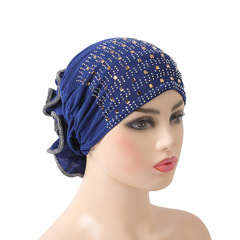 Fashion crystal hemp hot diamond plate flower bottom hat Baotou headscarf Arabic scarf wholesale H008