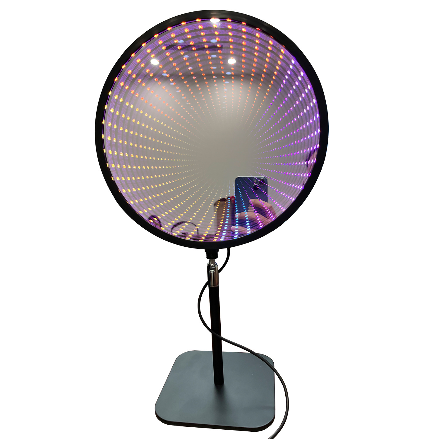 2023 nueva etapa luz automática giratoria colgante LED colorido cambio de color partido Luz 5 pulgadas espejo bola