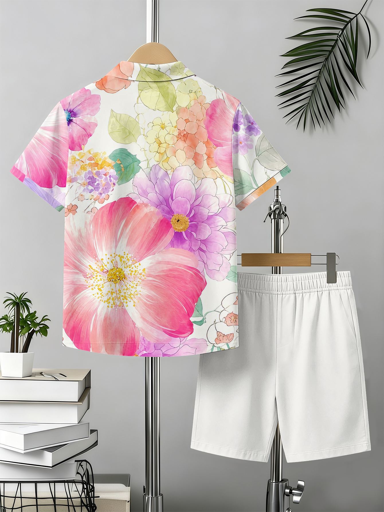 Boys Retro 3d Print Collared Shirt And Shorts Summer Set_voghion.com