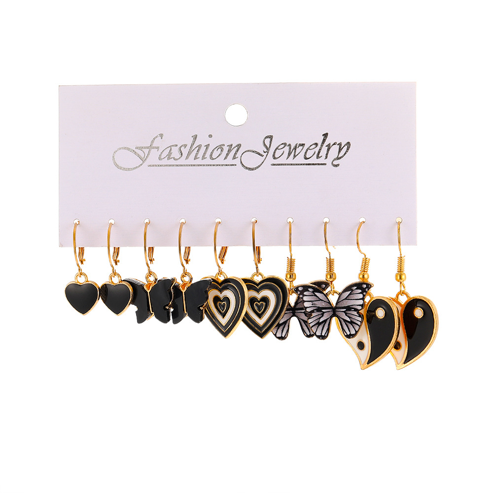 Sweet Gossip Heart Shape Butterfly Alloy Enamel Plating Drop Earrings
