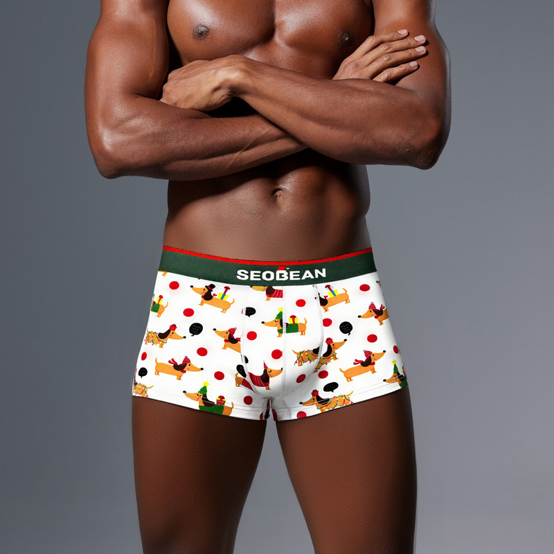 2026 Christmas New Men's Underwear Seobean Xibin Source Manufacturer Men's Underwear Holiday Men's Boxer Briefs