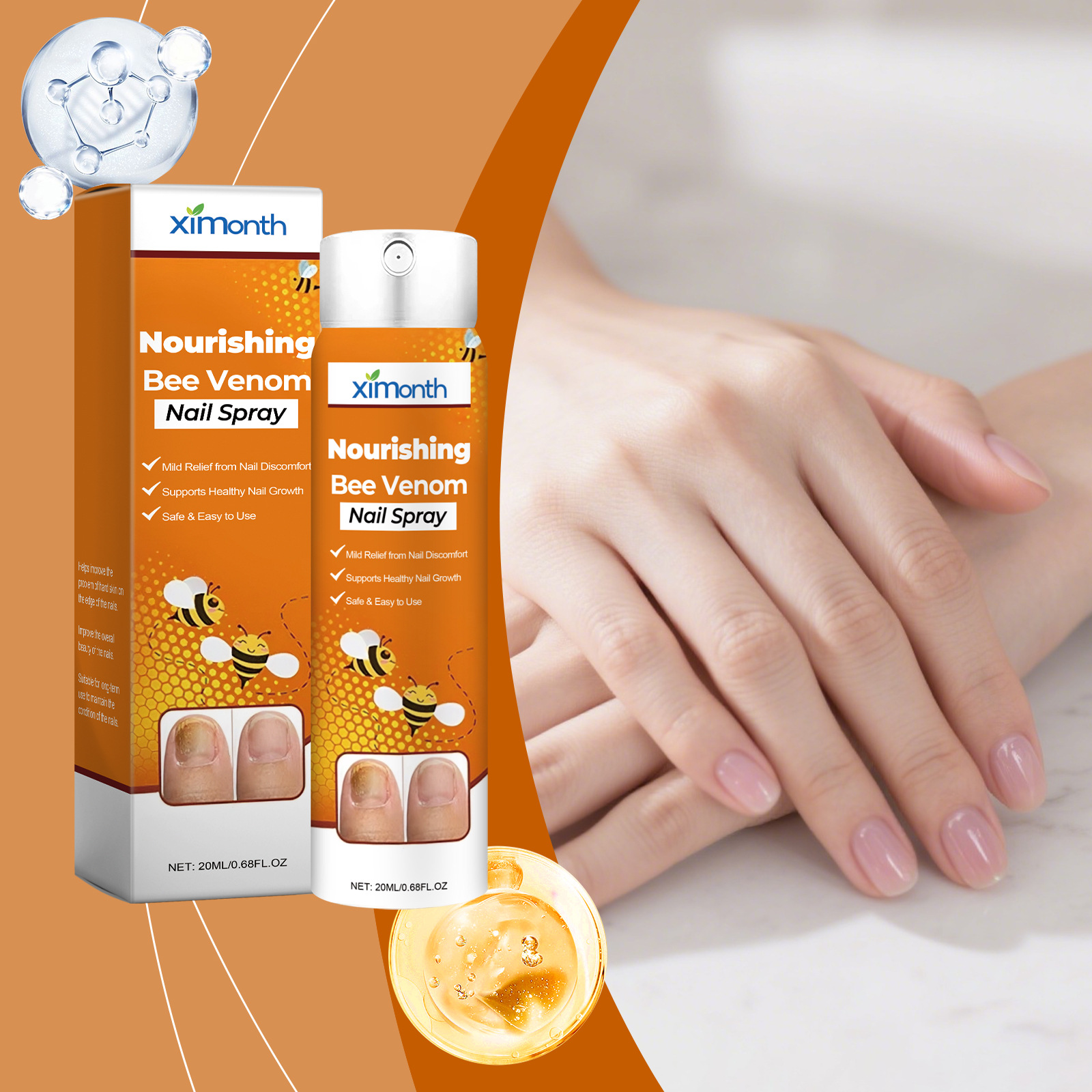 Ximonth Nail Nourishing Spray Nourishes the Nail Surface, Moisturizes and Softens the Cuticles, Gently Cares for the Hands and Feet