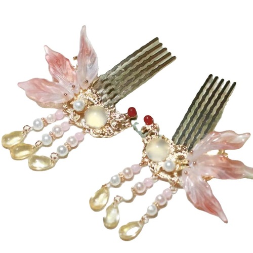 Ancient style with little goldfish hair comb, long tassels, Hanfu hair accessories, headband, pair of clips, fresh step rocking hairpins, versatile hairpins