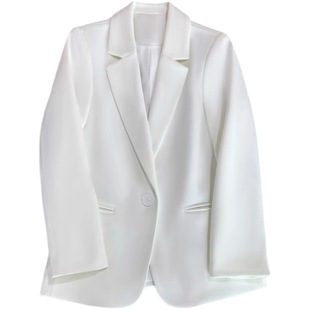 Short White Suit Jacket Women's 2024 Spring and Autumn New Korean Style One Button Small Slim Look Solid Color Small Suit