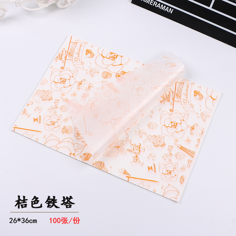 En stock suministro de pastel rollo de papel a prueba de aceite recubierto bandeja de pastelería papel de placa de embalaje para hornear papel de hamburguesa 100 hojas/pieza