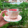 Розовая клетка — чашка и блюдце