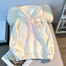 2024新款初中生连帽卫衣女学院风高中学生韩版宽松上衣青少年秋装