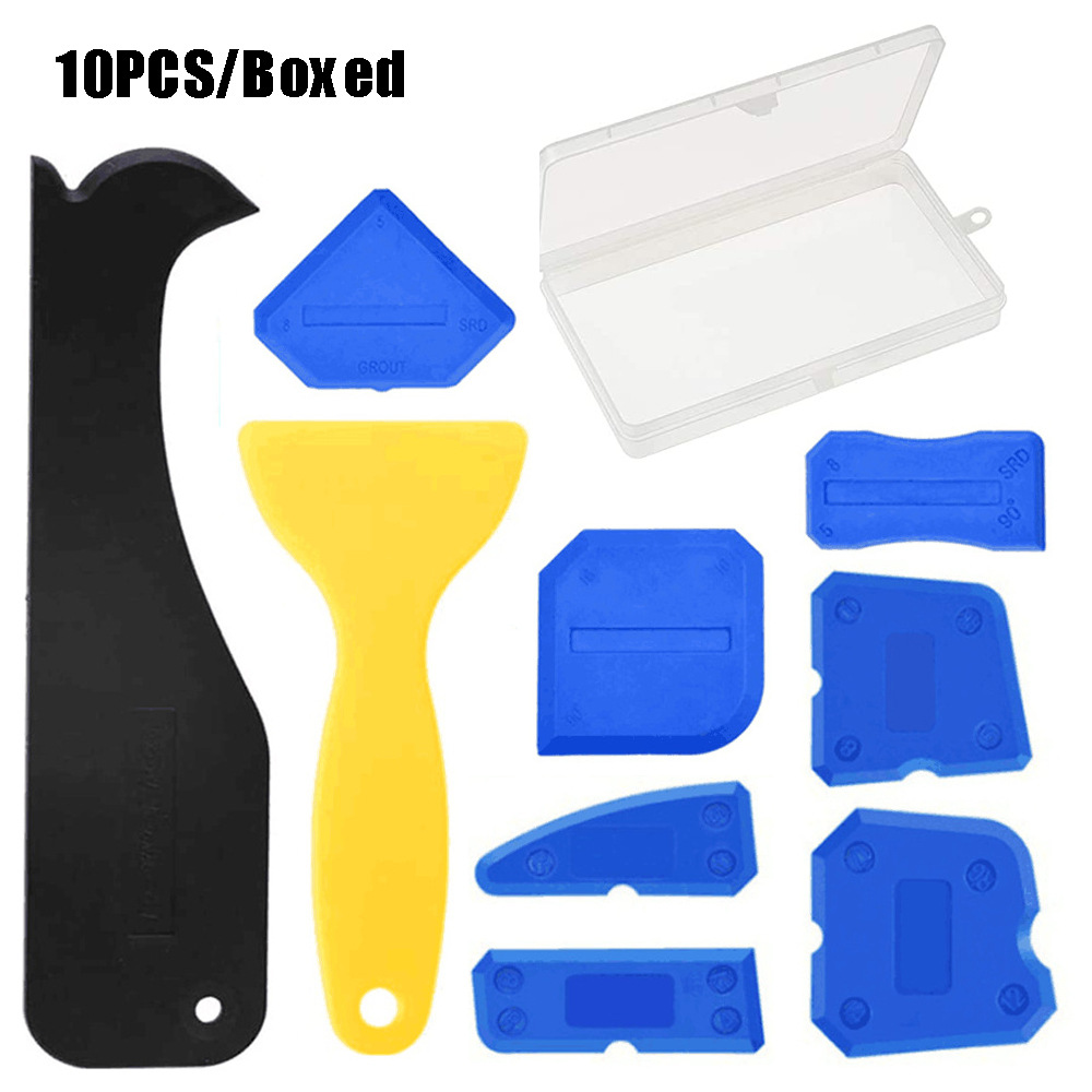 10件套盒装密封胶硅胶填缝塑料刮板密封剂去除工具 美缝工具