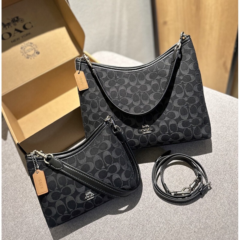 26 New Models of Laurel Denim Hobo Underarm Bags, Classic Monogram Large Capacity Shoulder Tote Bags