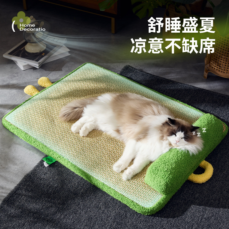 Estera para mascotas, nido para gatos, alfombra de verano, nido para gatos, cojín para gatos para dormir, perrera para dormir, suministros para alfombrillas de hielo para gatos de verano