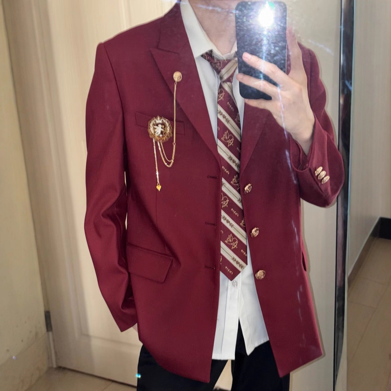 Badge Dk Uniform Suit Men's Spring & Fall Preppy Style Japanese Style Handsome Black Jk Suit British Style Jacket Badge Dk Uniform Suit Men's Spring & Fall Preppy Style Japanese Style Handsome Black Jk Suit British Style Jacket
