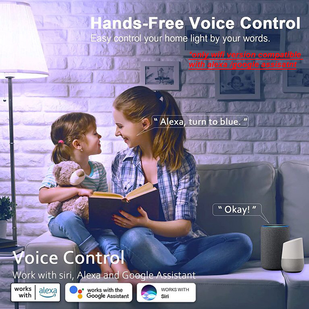 WiFi Bluetooth inteligente bombilla App control de voz rgbcw atenuación color mezcla LED luz E27 bombilla graffiti