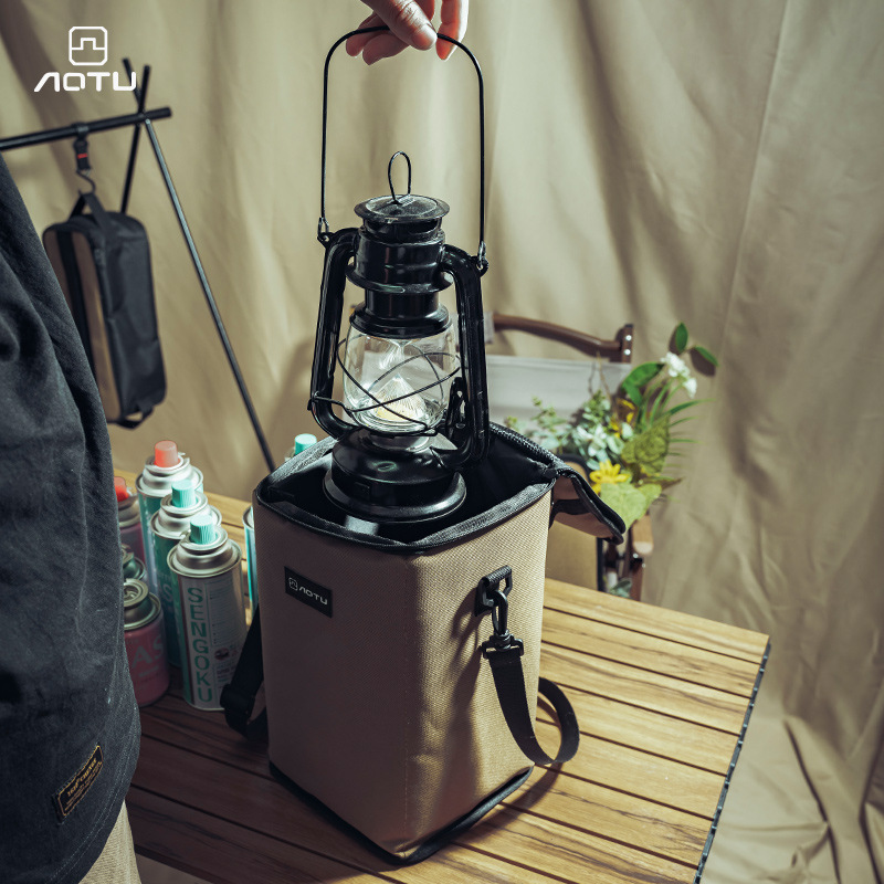 屋外キャンプ場ランプ収納バッグ野外携帯用厚手衝突防止カード式炉ガスタンク収納バッグ高温防止10l