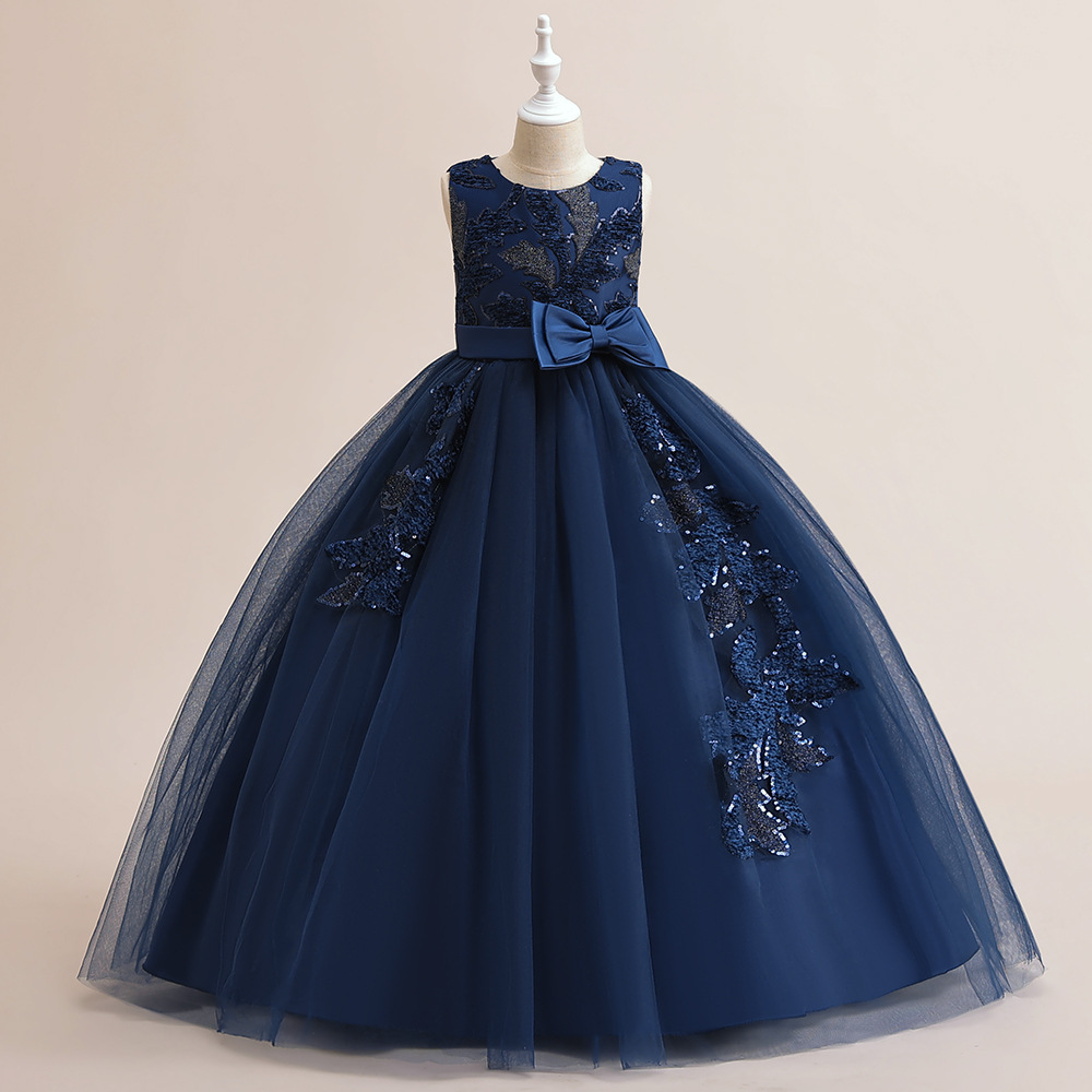 2024 nuevos niños vestido de malla princesa vestido niñas vestido largo anfitrión pasarela fiesta transfronteriza exclusivo