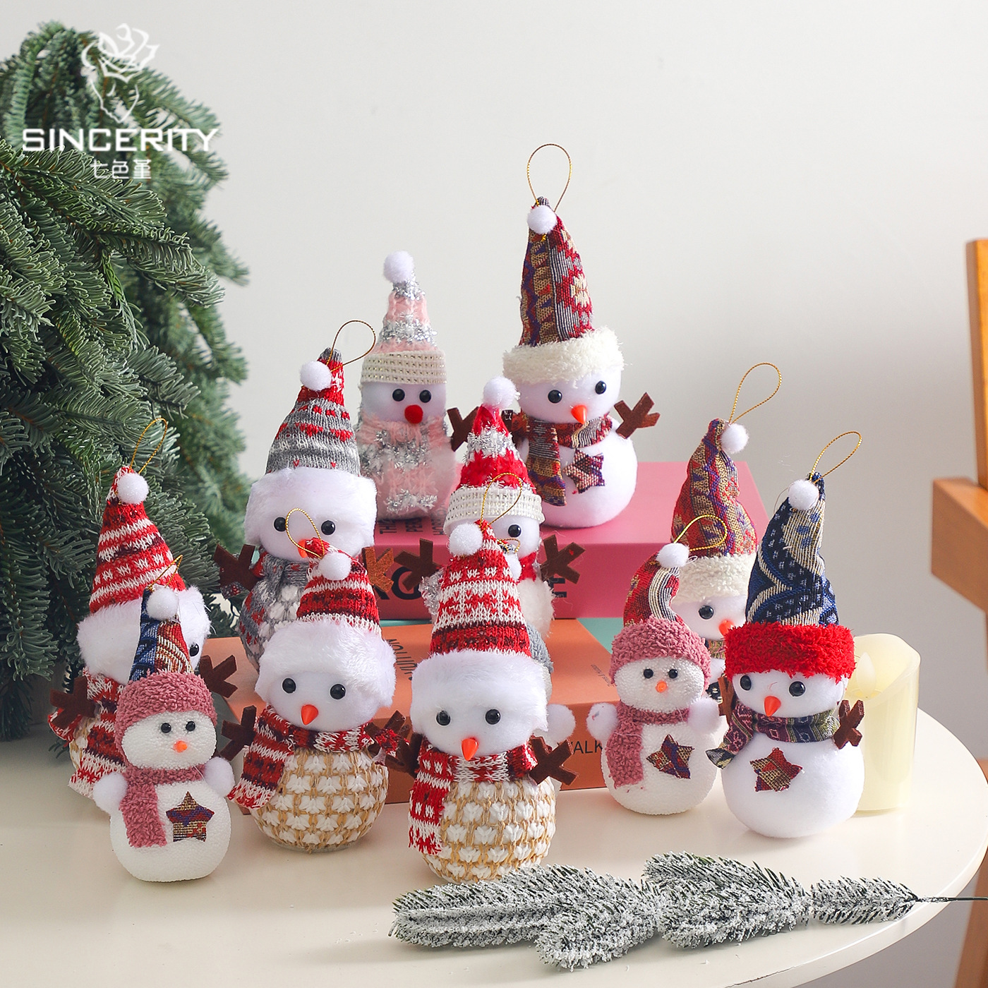 Navidad de siete colores cordier muñeca de nieve decoración floral caja floral embalaje de regalos decoración de flores suministros de embalaje festivo