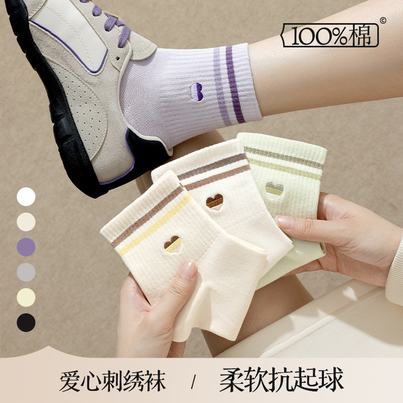 Socks Pure Cotton Women's Socks Wholesale 100% Cotton Boat Socks Sports Socks Pure Cotton Socks Autum New Products Can Be Customized
