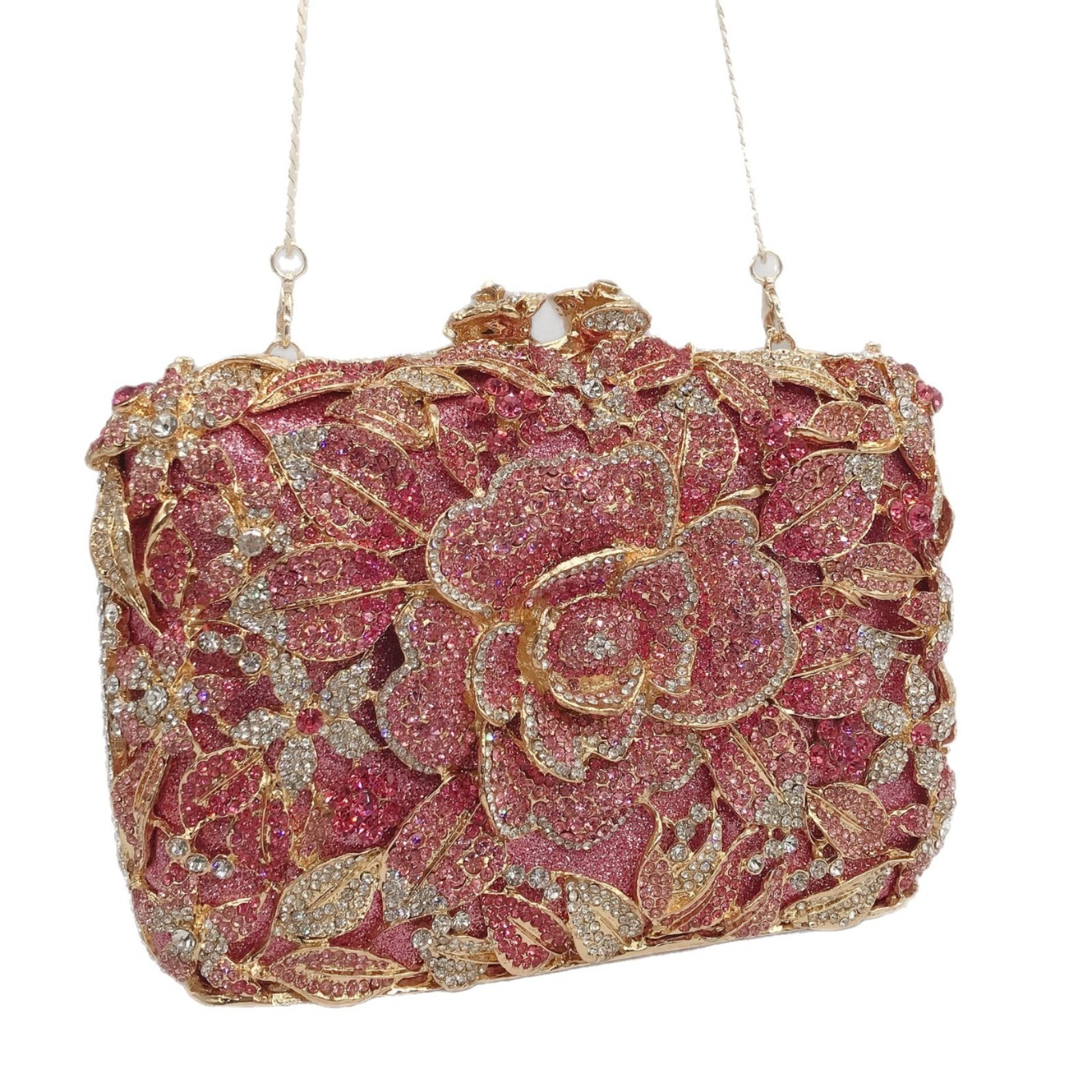 Rose Crystal bag pastel transfronterizo rosa diamantes bolsas de cena de fiesta de diamantes bolsas de mano de mujer