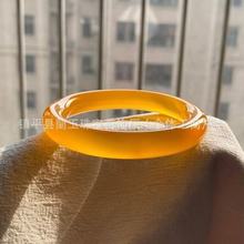 浓墨天然原色红玛瑙手镯巴西粗细圆条宽镯玉髓送妈妈礼物首饰品