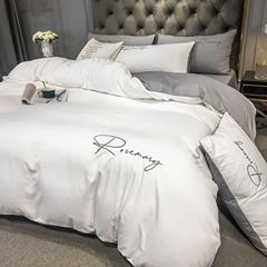 Holiday Gift Solid Color Embroidered Cotton Washed Set of 4 Bare Sleep Bed Sheet and Cover Set Bedding Wholesale