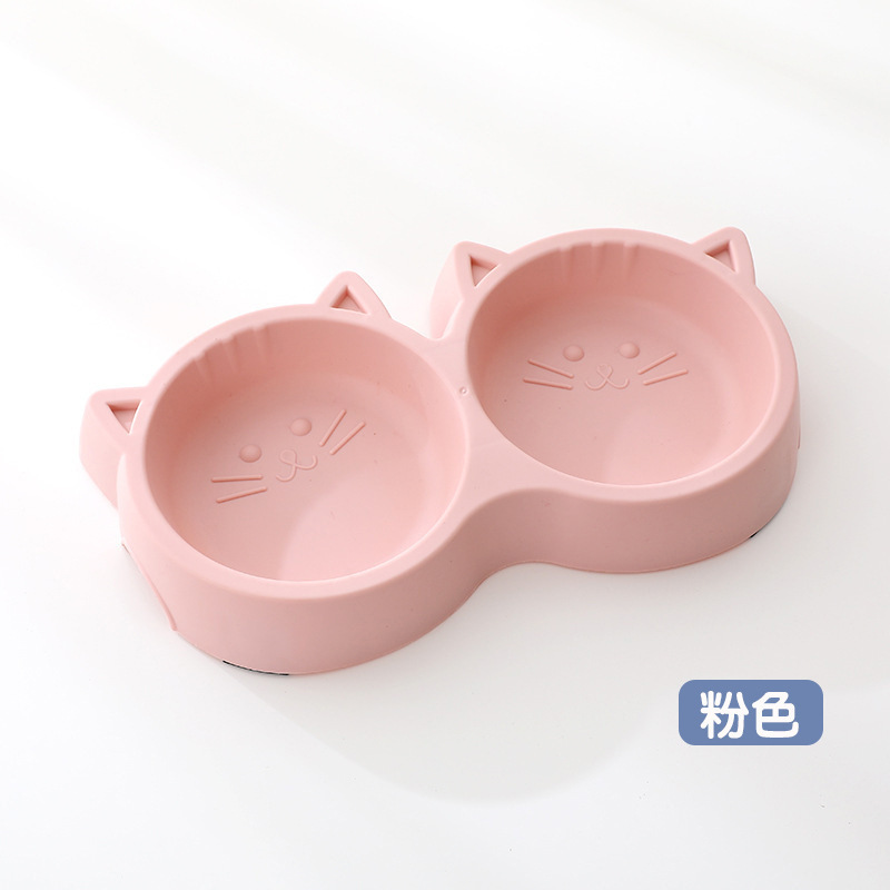 고양이 얼굴 그릇--핑크색