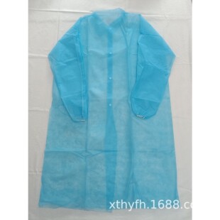 Factory Customized Non-Woven Lab Coat, Single Collar Snap Button Overalls, Dust-Proof Visitor Coat, Elastic Cuffs Blue Coat