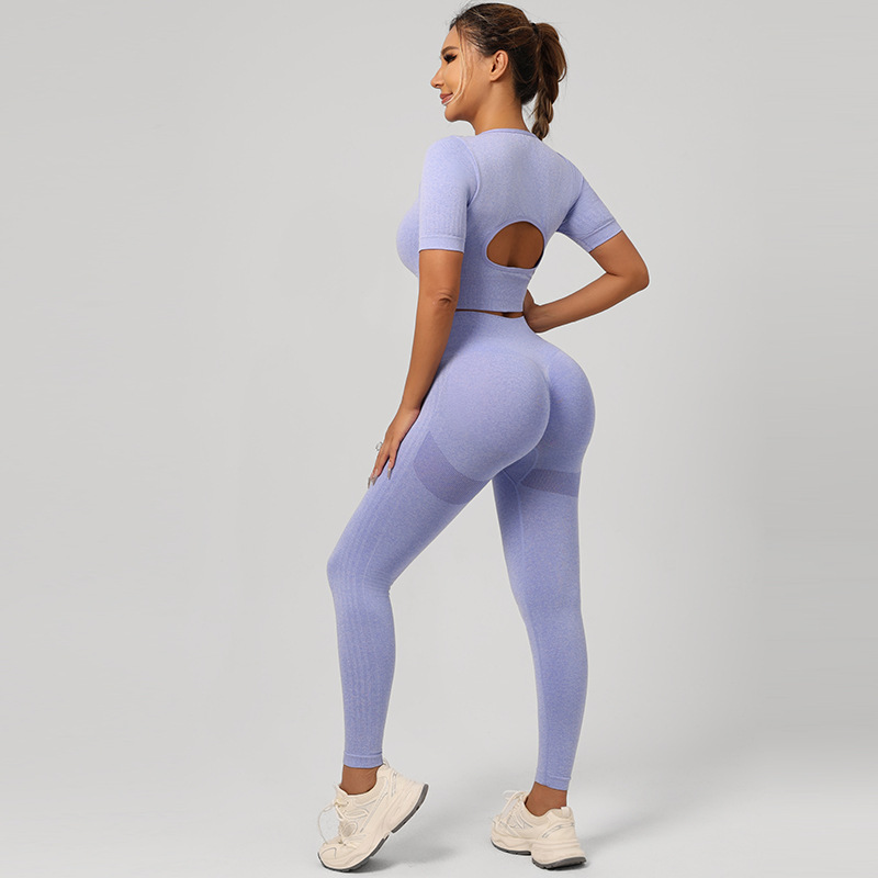 ropa interior deportiva transfronteriza mangas cortas pantalones cortos pantalones largos set mujer antichoque correr de alta intensidad yoga acondicionamiento físico espalda image 33