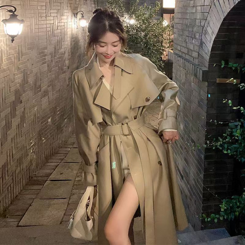 高级感韩系中长款风衣外套2025春秋新款小个子加长版英伦显高大衣|undefined